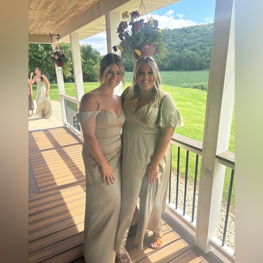 Azazie Moss Green Stretch Satin Bridesmaid Dress